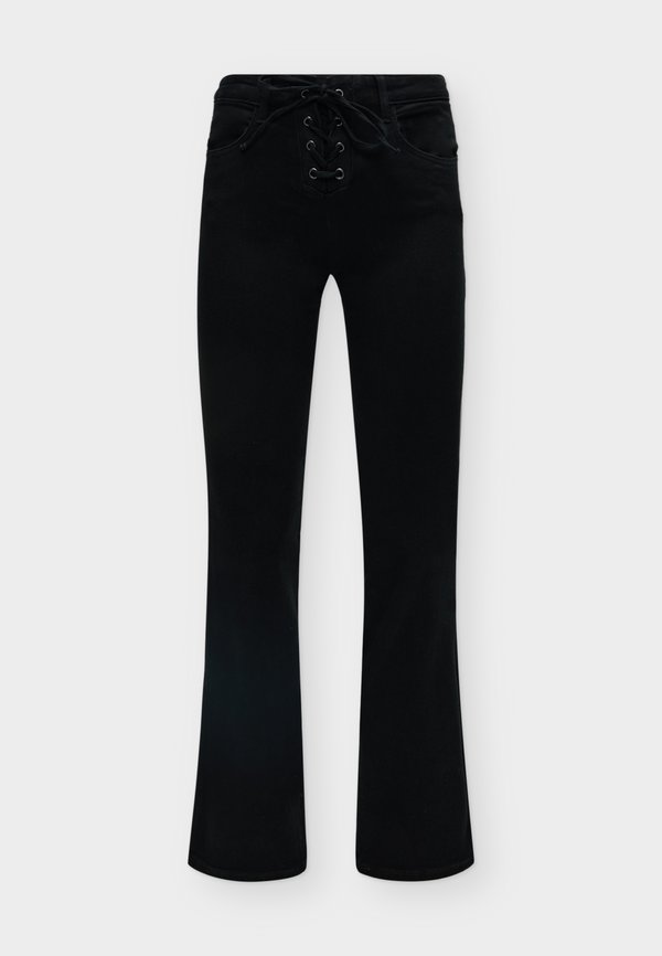 ONLY ONLPOWER TIE LACE FLARED - Flared Jeans - black denim