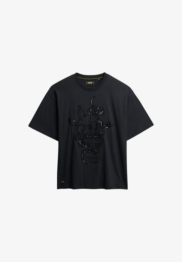 Superdry & Co TATTOO EMBELLISHED - Print T-shirt - black