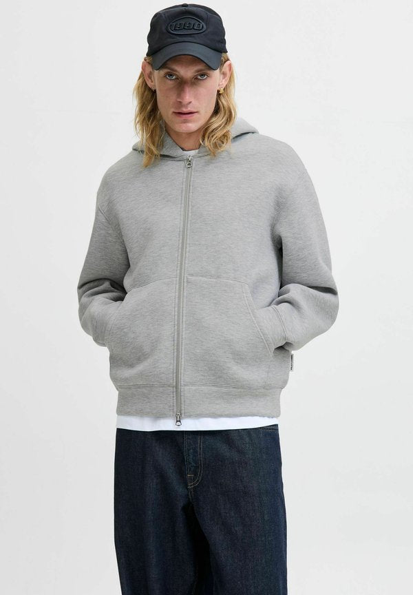 Jack & Jones Zip Zip - Zip-up sweatshirt - light grey melange