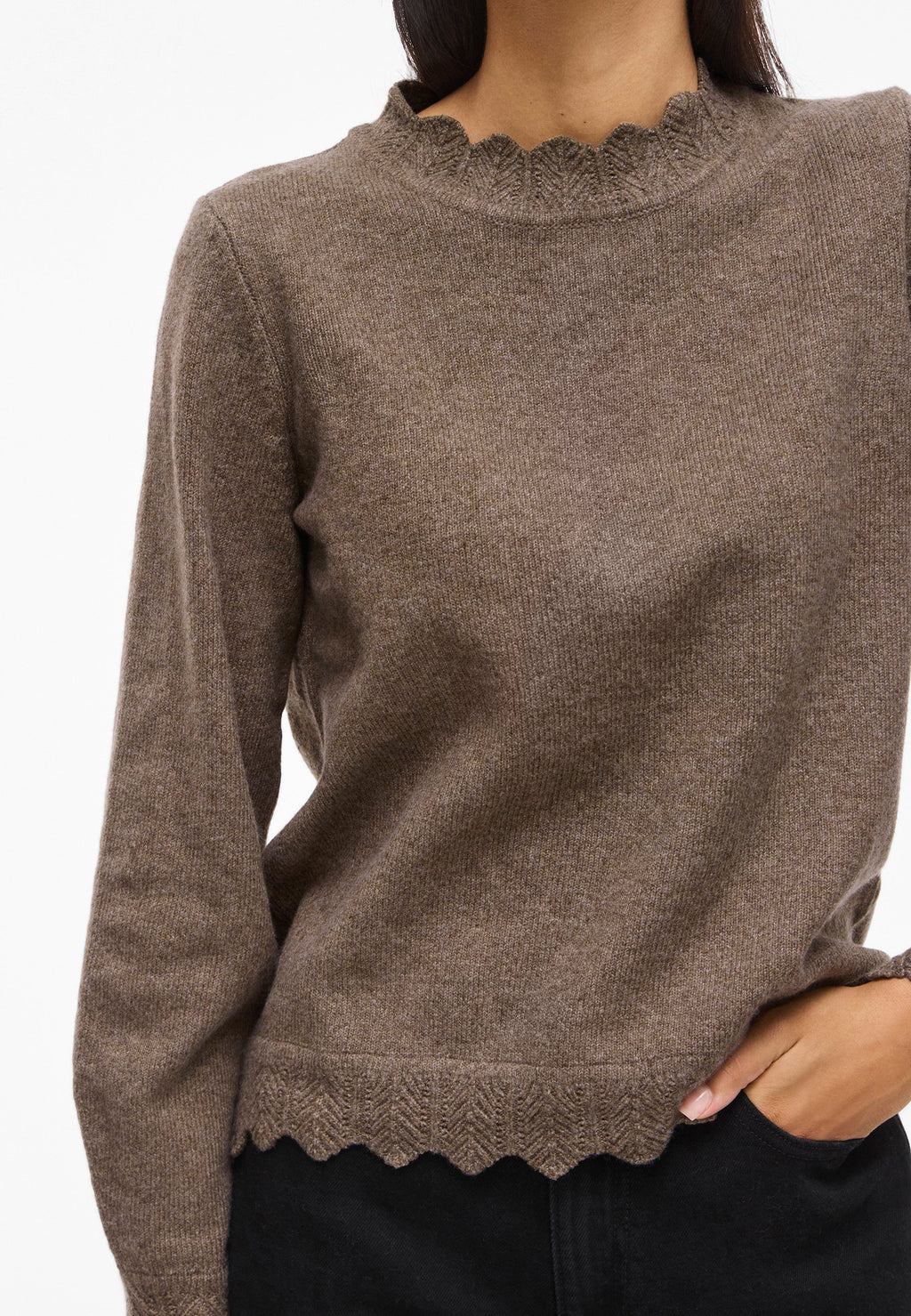 VILA VINIKOLINA O-NECK L/S KNIT TOP - NOOS