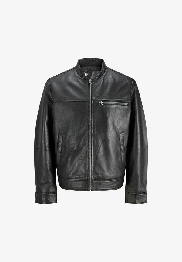 Jack & Jones Leather Leather - Leather jacket - black