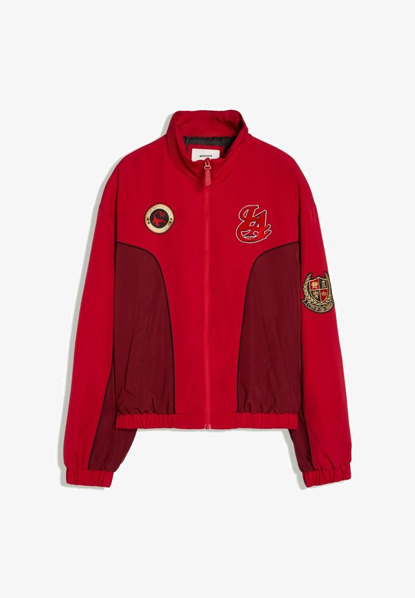 Bershka PRINTED ZIP-UP JACKET - Light jacket - red