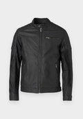 Jack & Jones EROCKY BIKER REGULAR FIT - Faux leather jacket - black