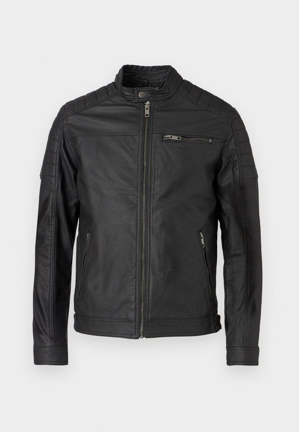 Jack & Jones EROCKY BIKER REGULAR FIT - Faux leather jacket - black