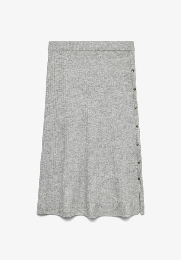 Vero Moda Curve Knitted VMCSALLY Midi - Maxi skirt - light grey melange