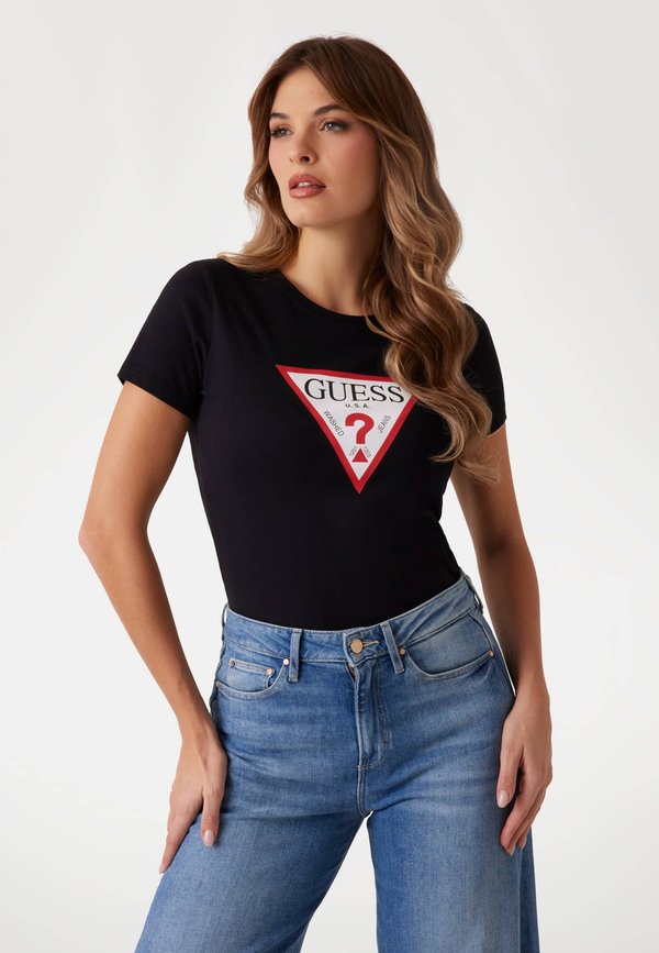 Guess ORIGINAL TEE - Print T-shirt - jet black