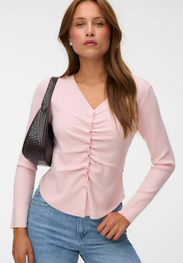 Vero Moda KNITTED PULLOVER VMROSA KNIT CARDIGAN - Cardigan - parfait pink