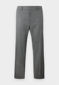 Grüne maßgeschneiderte Hose aus strukturiertem Gewebe, mit flacher Vorderseite, geradem Bein und eingelegten Bügelfalten vorne.