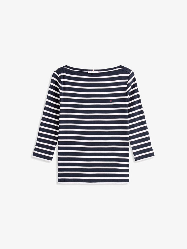 Tommy Hilfiger SLIM FIT - Long sleeved top - desert sky/ecru