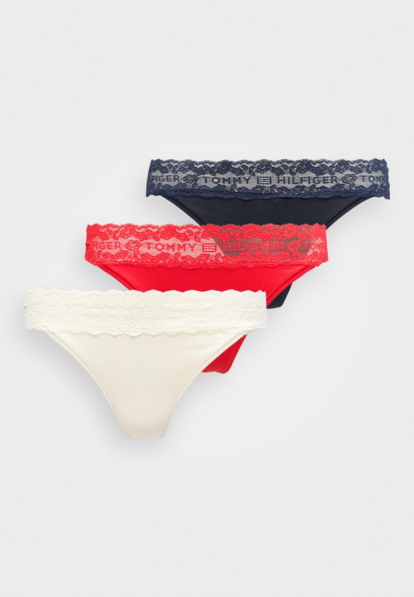 Tommy Hilfiger 3-PACK DITSY LACE TANGA THONG - Thong - firework/ivory/desert sky