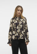 Vero Moda VMCELINA FRILL SHIRT - Button-down blouse - black