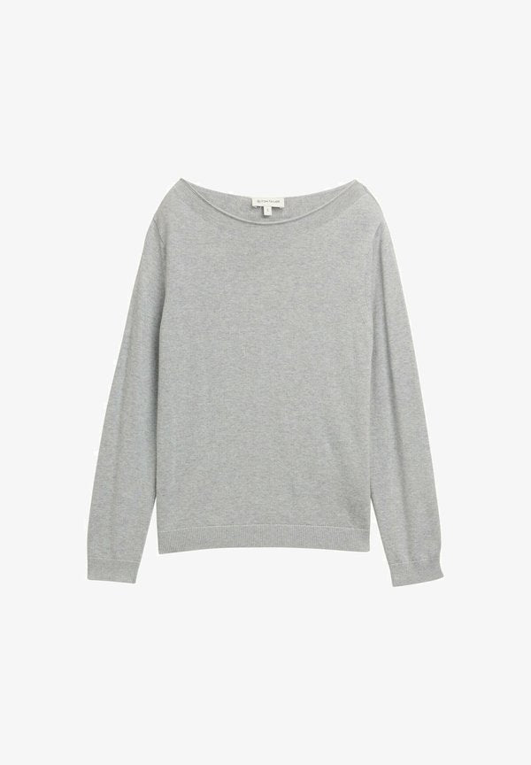 TOM TAILOR BASIC BOAT NECK - Jumper - medium silver grey melange