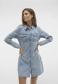 Vero Moda Denim VMJENNIE Short - Shirt dress - light blue denim