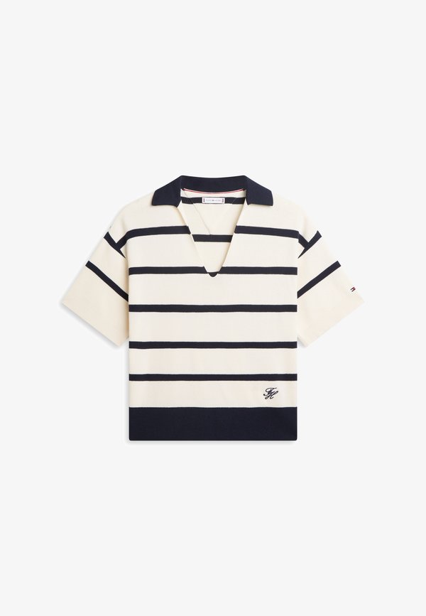 Tommy Hilfiger PREMIUM KNIT RELAXED POLO JUMPER - Polo shirt - calico/dark night navy