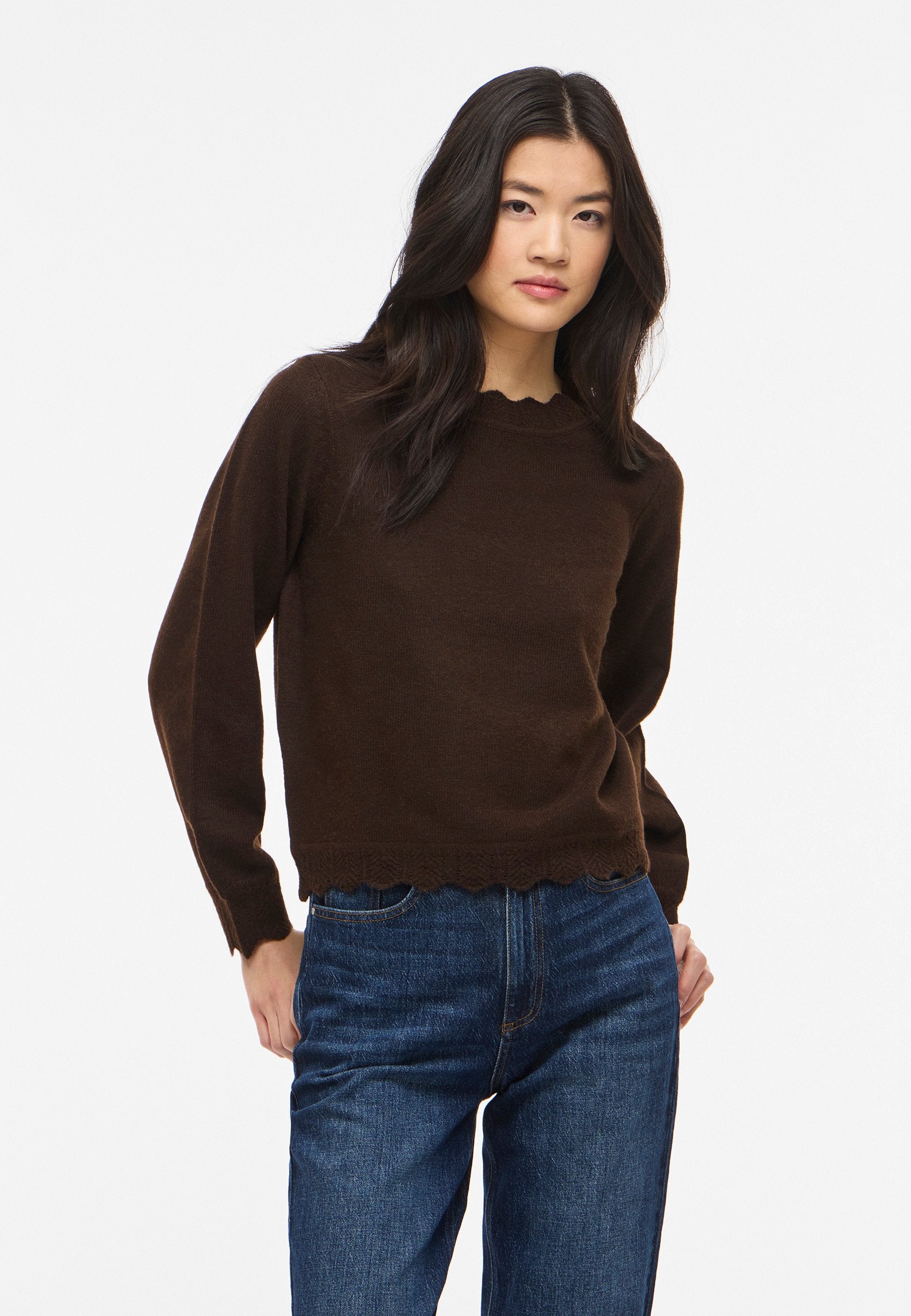 VILA VINIKOLINA O-NECK L/S KNIT TOP - NOOS