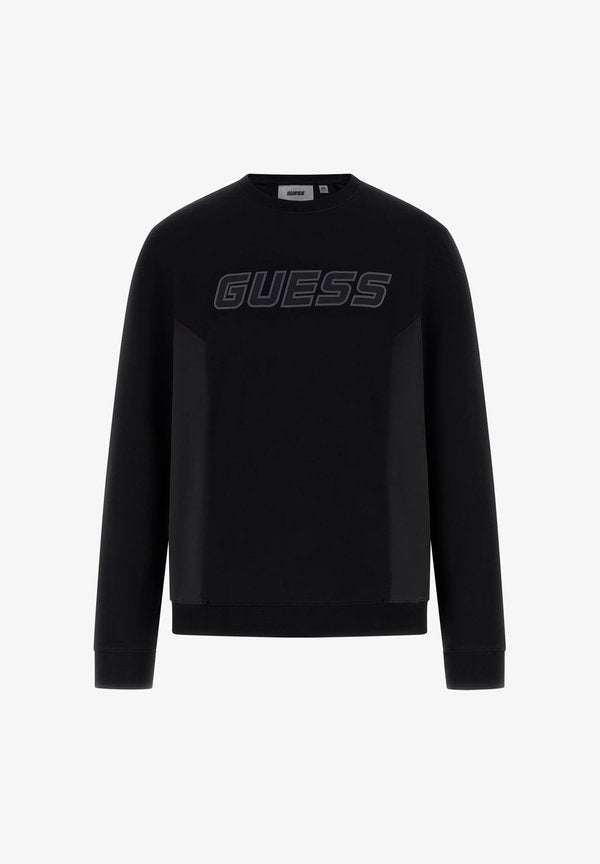 Guess BEDRUCKTER LOGO-PULLOVER - Sweatshirt - schwarz