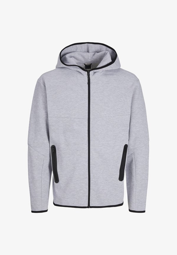 Jack & Jones Zip Plain Zip - Zip-up sweatshirt - light grey melange detail new lgm