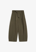 Bershka BELT BARREL-LEG - TROUSERS - Trousers - khaki