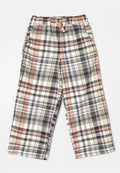 Karierte Hose mit einem mehrfarbigen Design in Pink-, Grün- und Schwarztönen, aus weichem Stoff mit einem elastischen Bund.
