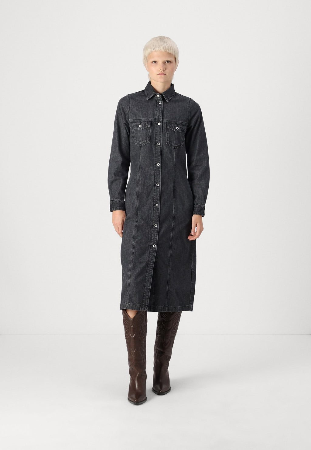 Pepe Jeans MIDI DRESS CHARCOAL