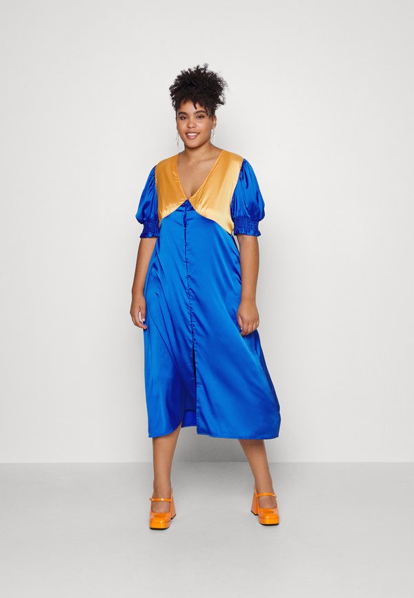 IN THE STYLE CURVE BLOCK COLOUR MIDI DRESS
