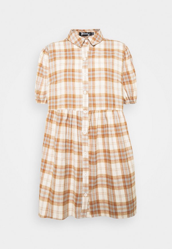 Missguided CHECK SHORT SLEEVE SHIRT DRESS