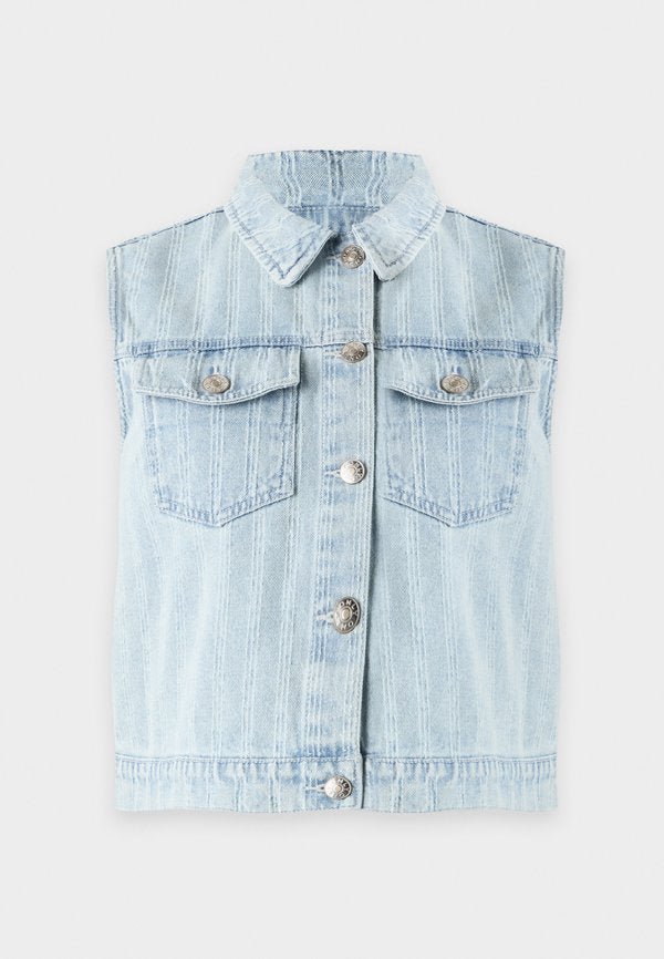 ONLY ONLCRISTA STRIPE - Waistcoat - light blue denim