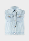 ONLY ONLCRISTA STRIPE - Waistcoat - light blue denim