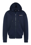 Marinefarbener Zip-Hoodie aus Baumwollmischung mit verstellbarem Kapuzenzug, Fronttaschen und "Schott NYC"-Logo auf der linken Brust. Weiche Textur.