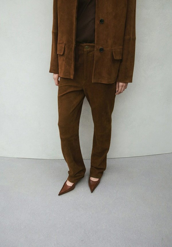 Mango Leather trousers - brown