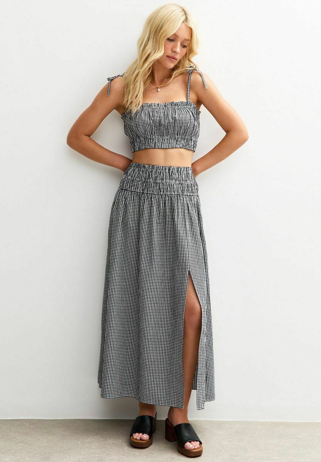 New Look GINGHAM CHECK SLIT HEM MAXI