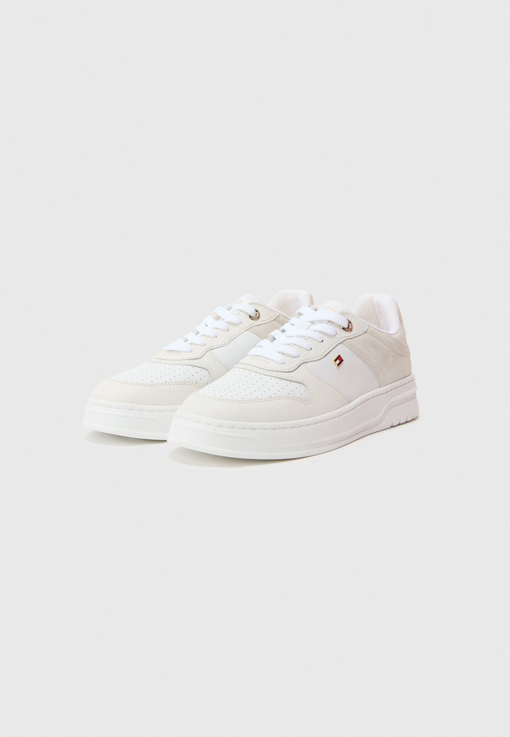 LEATHER MIXED TEXTURE CUPSOLE TRAINERS Media 2