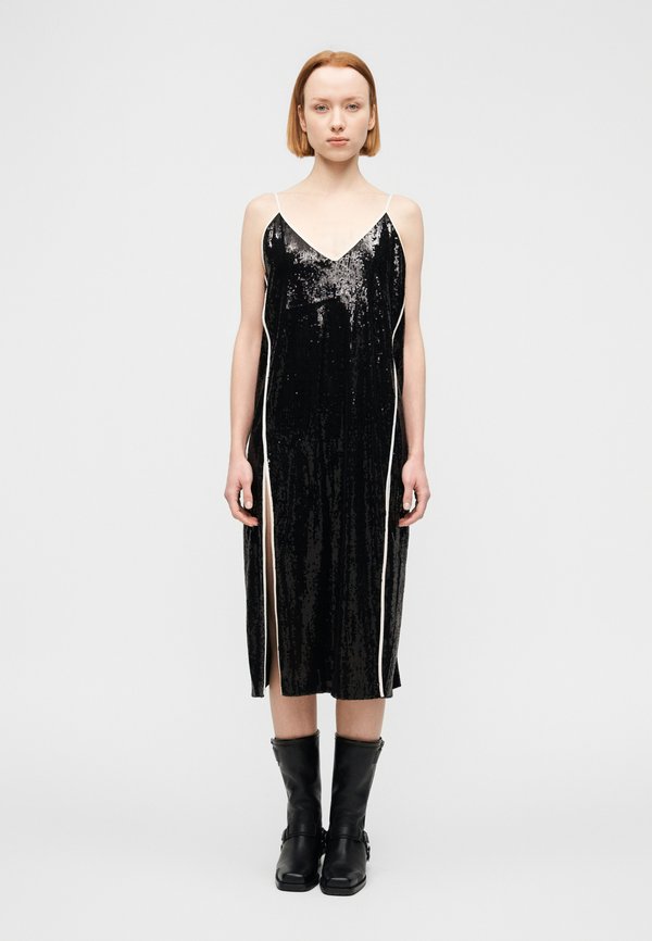 Palm Angels CURVED LOGO SEQUIN SLIP DRESS