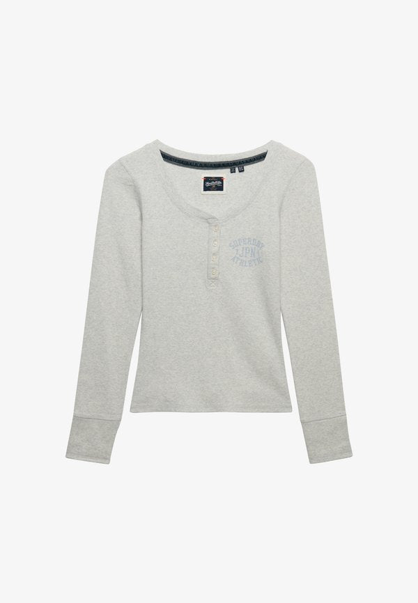 Superdry & Co SUPERDRY ATHLETIC BUTTON DOWN LONG SLEEVE TOP.. - Long sleeved top - iced grey marl
