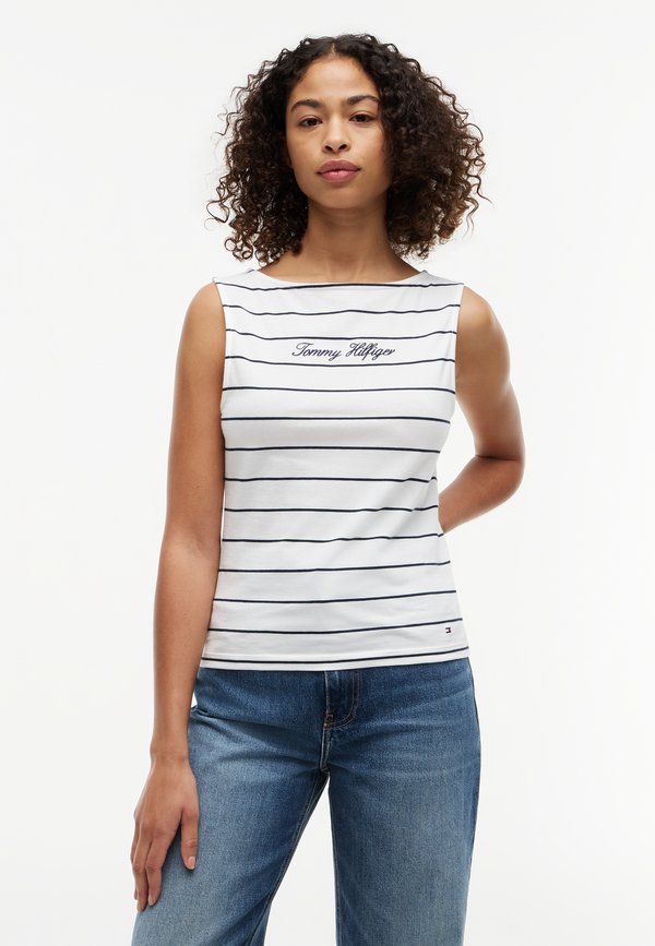 Tommy Hilfiger CLASSIC SCRIPT BOAT - Top - ecru / dark night navy