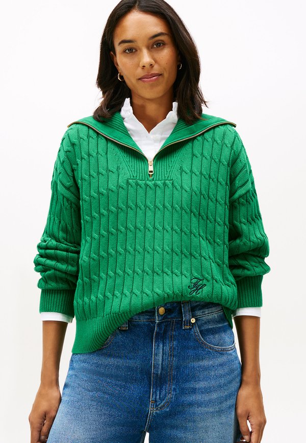 Tommy Hilfiger RELAXED CABLE KNIT HALF-ZIP JUMPER - Jumper - nouveau green
