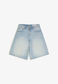 Bershka BAGGY  - BERMUDA JORTS   - Denim shorts - light blue