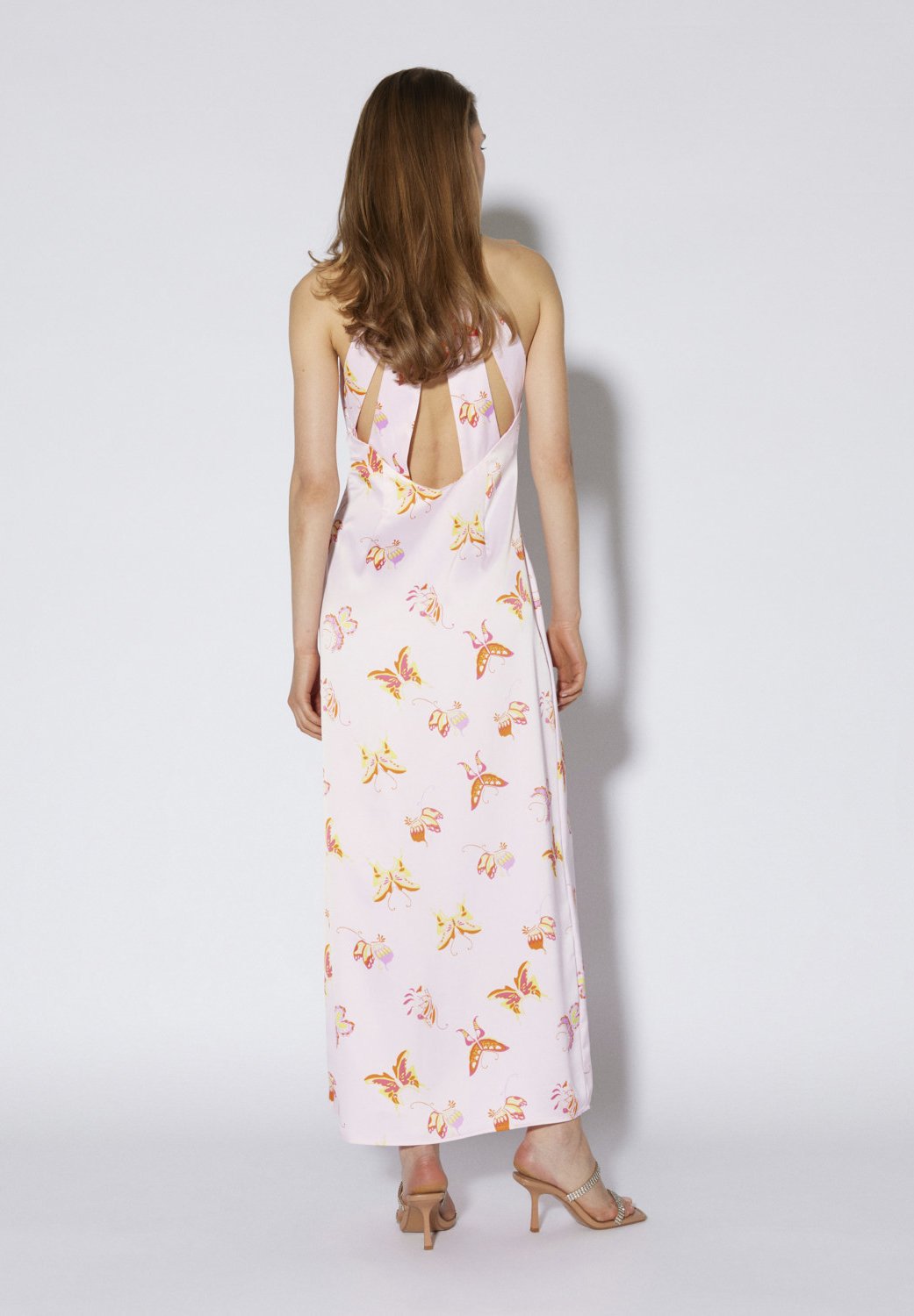 SOMETHINGNEW BUFFY HALTER OPEN BACK DRESS