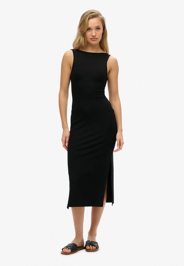 Superdry & Co TWIST BACK MIDI - Shift dress - black