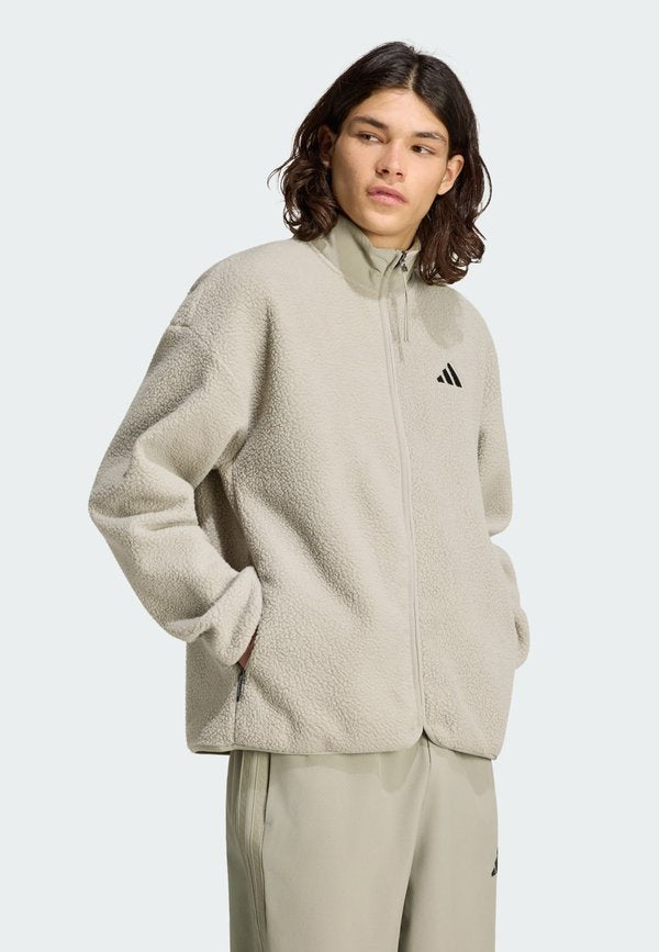 adidas Sportswear ADIDAS SPORTSWEAR CITY TECH 3 STRIPES HIGH PILE FLEECE FULL ZIP - Fleece jacket - silver-coloured pebble