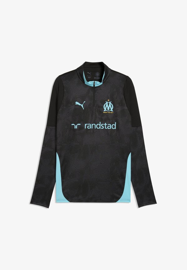 Puma OM TRAINING 1/4 ZIP TOP - Long sleeved top - black-team aqua