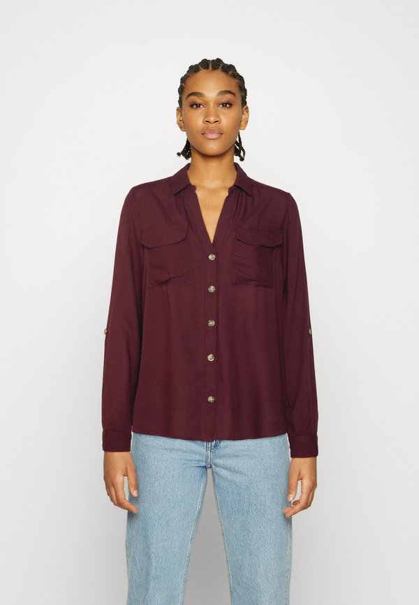 Vero Moda VMBUMPY L/S SHIRT NEW WVN NOOS - Button-down blouse - winetasting