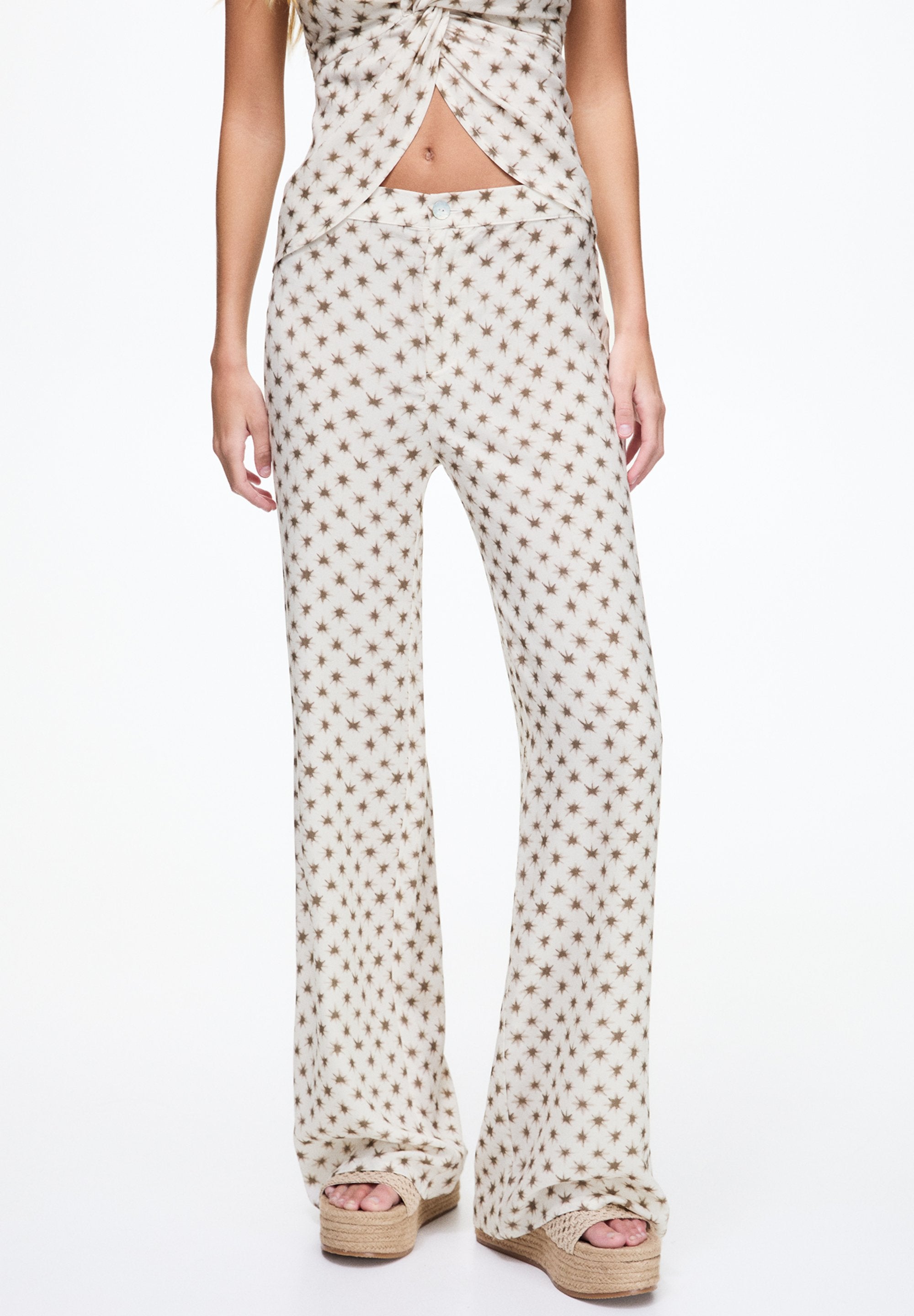 PULL&BEAR PRINTED FLARED