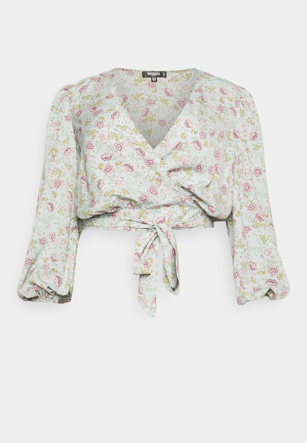 Missguided Plus TIE FRONT BALLON SLEEVE BLOUSE