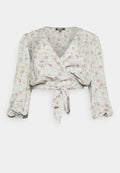 Missguided Plus TIE FRONT BALLON SLEEVE BLOUSE