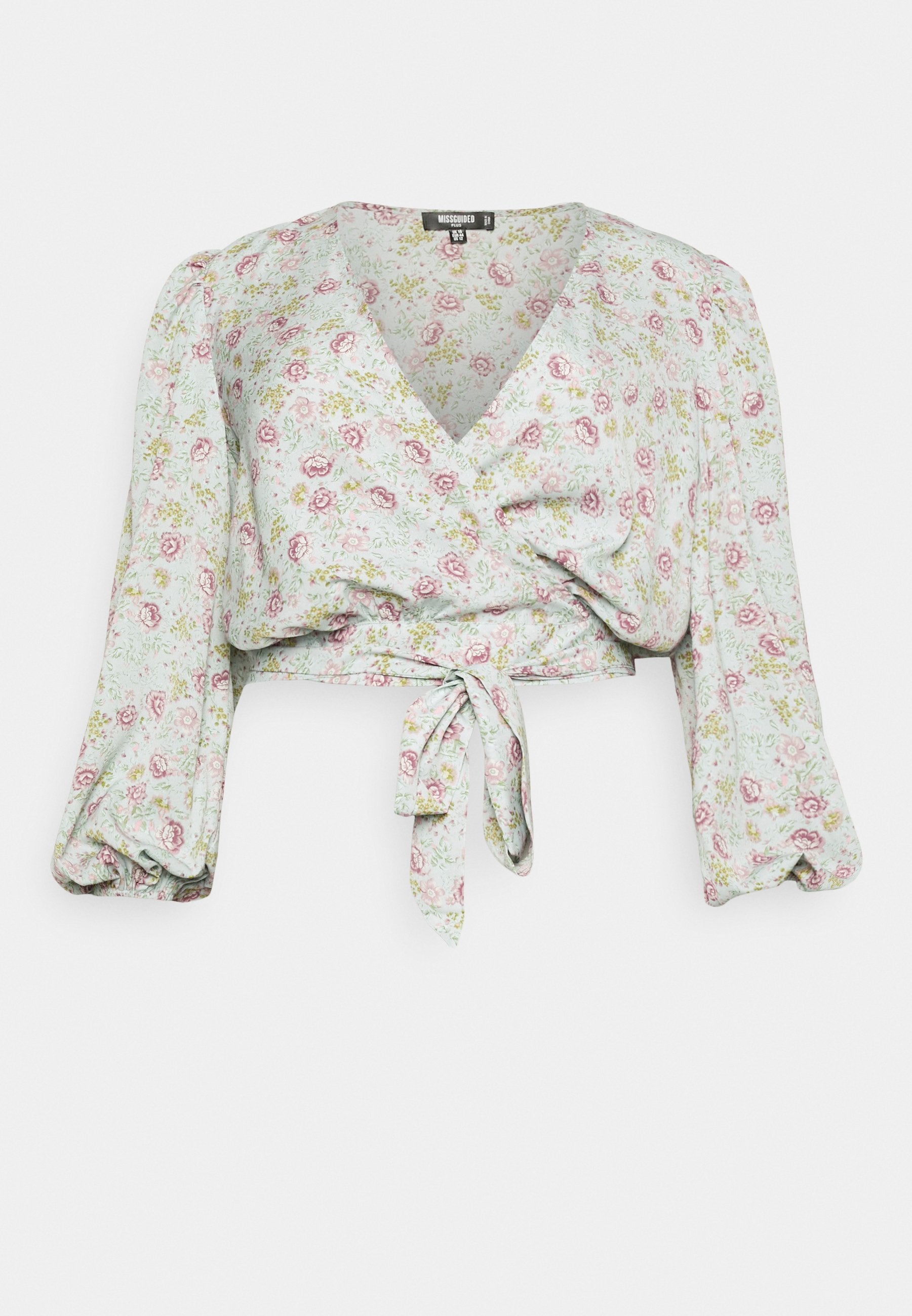 Missguided Plus TIE FRONT BALLON SLEEVE BLOUSE