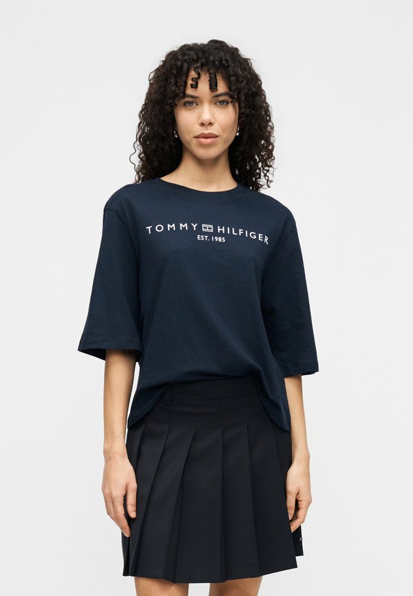 Tommy Hilfiger LOGO JERSEY RELAXED CREW NECK T-SHIRT - Print T-shirt - dark blue