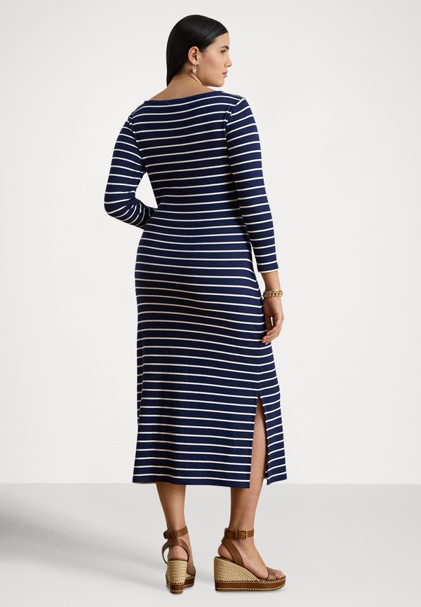 Lauren Ralph Lauren Woman STRIPED TIE-FRONT COTTON-BLEND DRESS