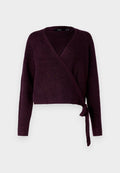 Vero Moda VMFILUCA V-NECK WRAP CARDIGAN - Jumper - plum perfect detailmelange