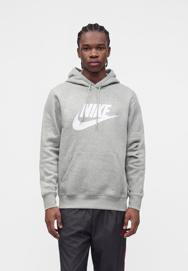 Nike Sportswear CLUB HOODIE - Hoodie - dark grey heather/light smoke grey/white